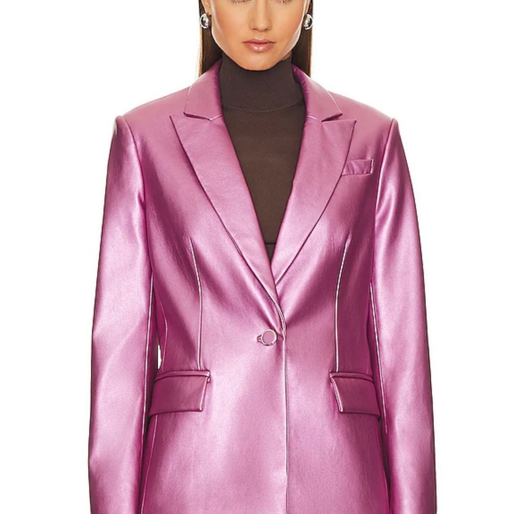 Milly Alexa Crinkled Vegan Leather Blazer NWT
